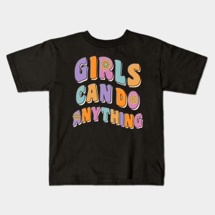 Girls Can Do Anything Girl Women Feminism 70s Vintage Style Kids T-Shirt